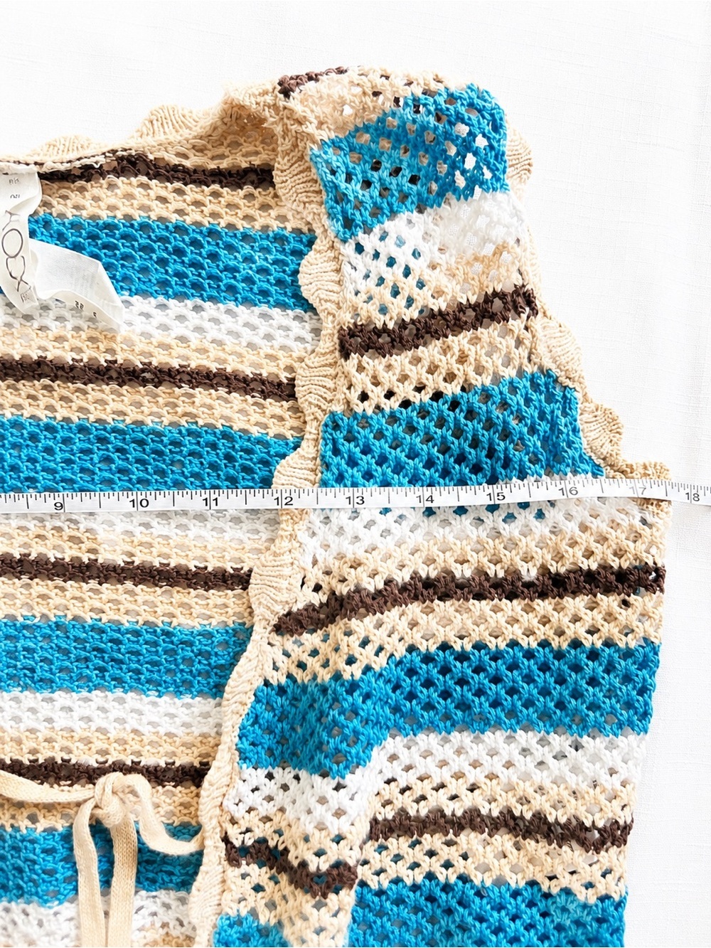 Cotton On Crochet Tie Front Knit Vest Cardigan Striped Boho Festival XS - Picture 6 of 6
